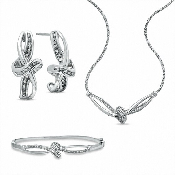 Previously Owned - Diamond Accent Three Piece Set in Sterling Silver