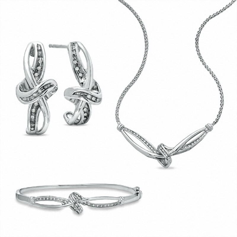 Main Image 1 of Previously Owned - Diamond Accent Three Piece  Set in Sterling Silver