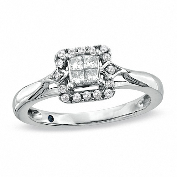 Previously Owned - Cherished Promise Collection™ 1/4 CT. T.w. Quad Princess-Cut Diamond Promise Ring in 10K White Gold