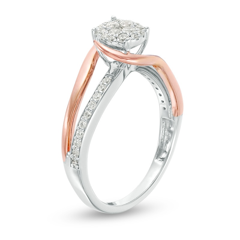 Main Image 2 of Previously Owned - 1/3 CT. T.W. Composite Diamond Bypass Swirl Ring in 10K Two-Tone Gold