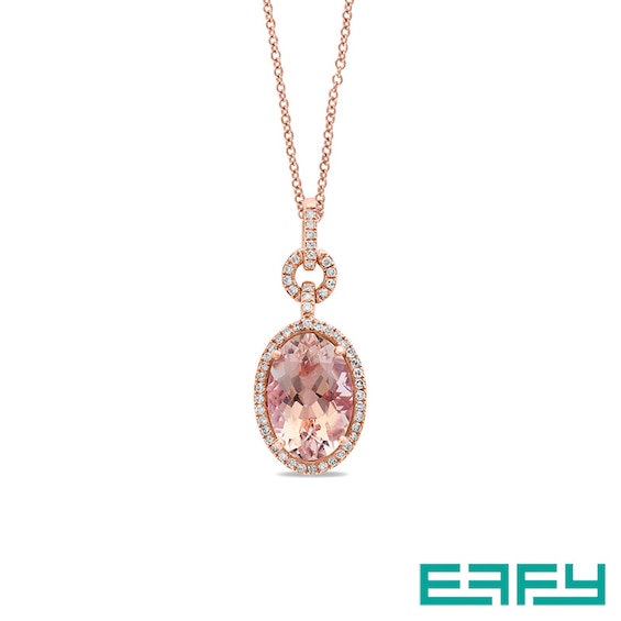 Previously Owned - Effy™ Collection Oval Morganite and 1/5 CT. T.w. Diamond Frame Buckle Pendant in 14K Rose Gold