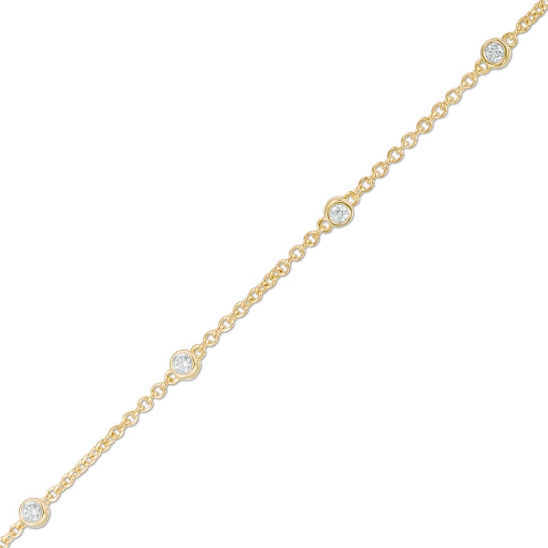 Main Image 1 of Previously Owned - 1/6 CT. T.W. Diamond Five Stone Station Bracelet in 10K Gold - 7.5"