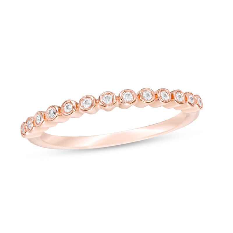 Main Image 1 of Previously Owned - 1/10 CT. T.W. Diamond Bubble Stackable Band in 10K Rose Gold