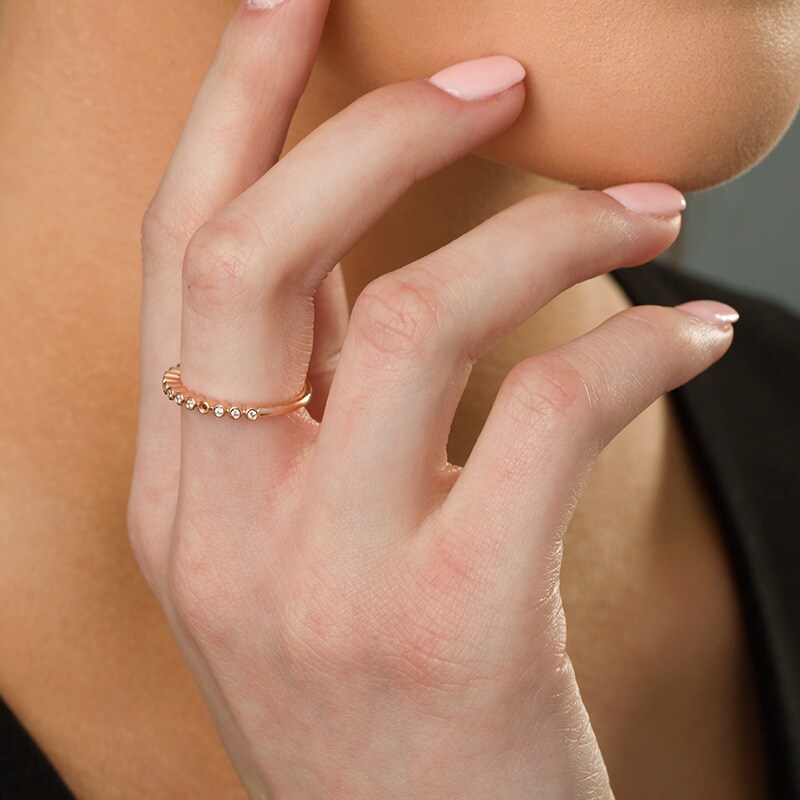 Main Image 2 of Previously Owned - 1/10 CT. T.W. Diamond Bubble Stackable Band in 10K Rose Gold