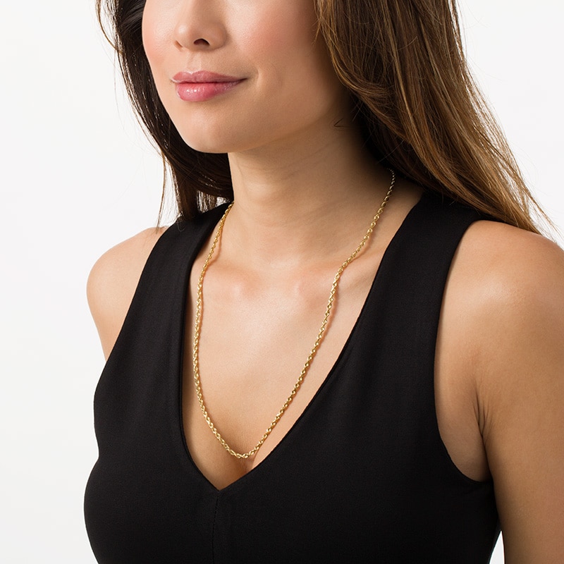 Main Image 2 of Previously Owned - 3.0mm Diamond-Cut Rope Chain Necklace in 10K Gold - 24"