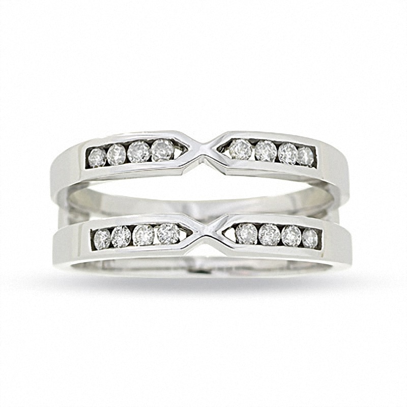 Main Image 1 of Previously Owned - 1/4 CT. T.W. Channel-Set Diamond Solitaire Enhancer in 14K White Gold