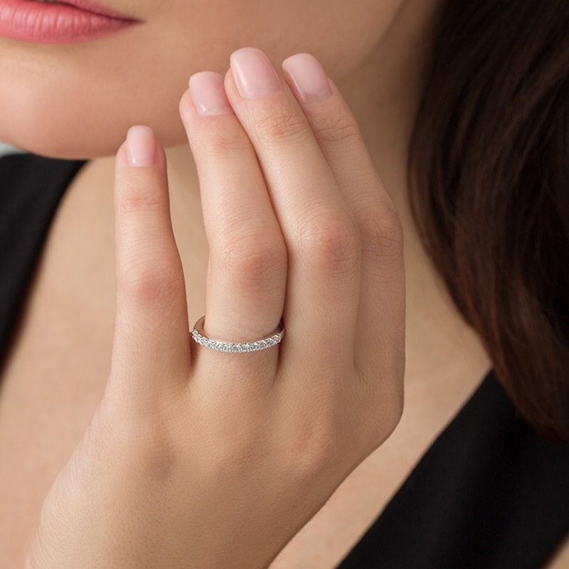 Main Image 3 of Previously Owned - 1/3 CT. T.W. Colorless Diamond Wedding Band in 18K White Gold