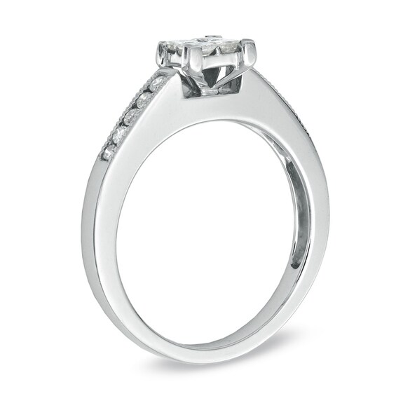 Previously Owned - 1/2 CT. T.w. Quad Diamond Engagement Ring in 10K White Gold