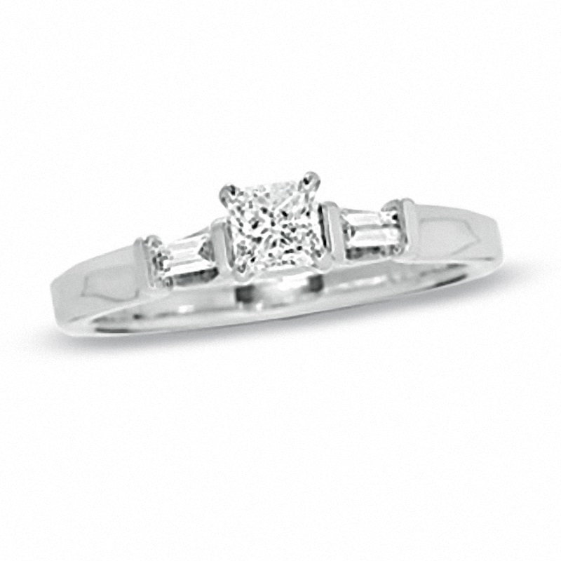 Main Image 1 of Previously Owned - 1/2 CT. T.W. Princess-Cut Diamond Engagement Ring in 14K White Gold