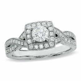 Previously Owned - 7/8 CT. T.W. Diamond Twist Ring in 14K White Gold