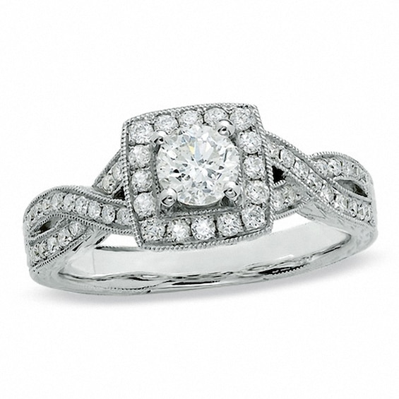 Previously Owned - 7/8 CT. T.w. Diamond Twist Ring in 14K White Gold
