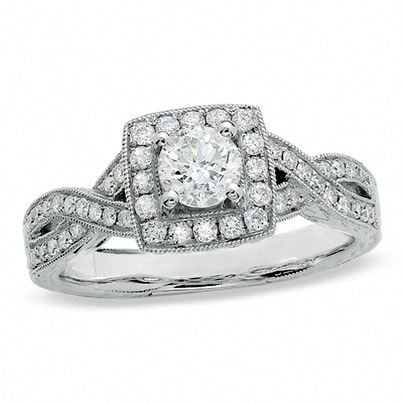 Main Image 1 of Previously Owned - 7/8 CT. T.W. Diamond Twist Ring in 14K White Gold