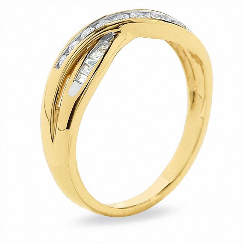 Main Image 2 of Previously Owned - 1/4 CT. T.W. Diamond Crossover Band in 14K Gold
