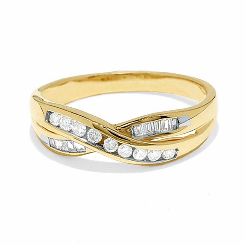 Main Image 3 of Previously Owned - 1/4 CT. T.W. Diamond Crossover Band in 14K Gold