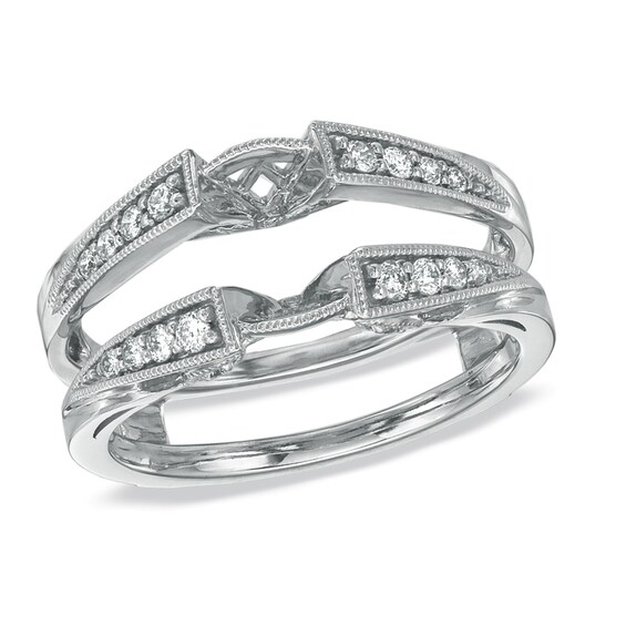 Previously Owned - 1/4 CT. T.w. Diamond Milgrain Solitaire Enhancer in 14K White Gold