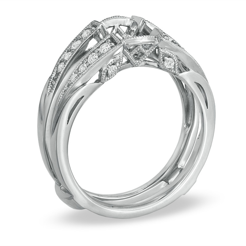 Main Image 2 of Previously Owned - 1/4 CT. T.W. Diamond Milgrain Solitaire Enhancer in 14K White Gold