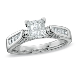 Previously Owned - 1-1/2 CT. T.W. Princess-Cut Diamond Engagement Ring in 14K White Gold