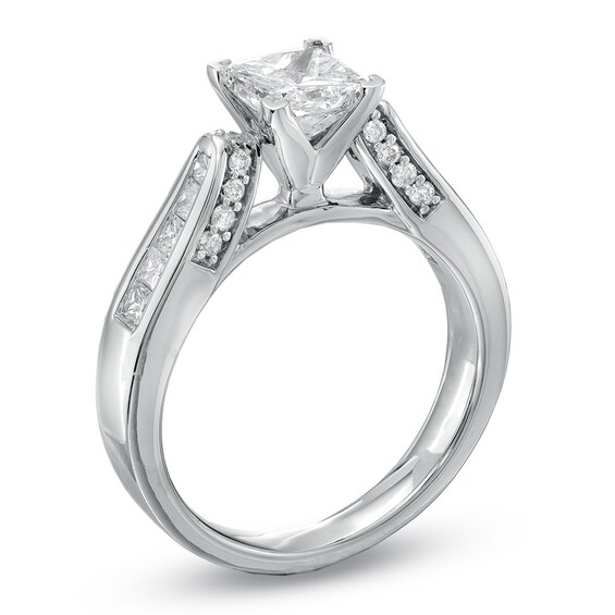 Previously Owned - 1-1/2 CT. T.w. Princess-Cut Diamond Engagement Ring in 14K White Gold