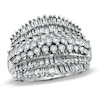 Thumbnail Image 1 of Previously Owned - 1-3/4 CT. T.W. Baguette and Round Diamond Seven Row Fan Ring in 10K White Gold