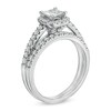 Thumbnail Image 1 of Previously Owned - Celebration Lux® 1-1/5 CT. T.W. Princess-Cut Diamond Bridal Set in 14K White Gold (I/SI2)