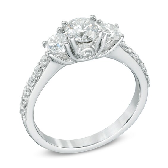 Previously Owned - Celebration LuxÂ® 1-1/2 CT. T.w. Diamond Three Stone Ring in 18K White Gold (I/Si2)