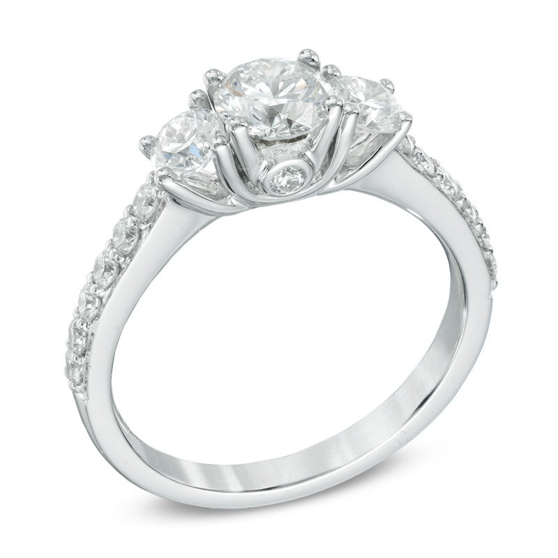 Main Image 2 of Previously Owned - Celebration Lux® 1-1/2 CT. T.W. Diamond Three Stone Ring in 18K White Gold (I/SI2)