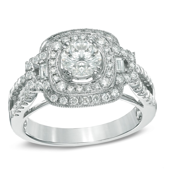 Previously Owned - Celebration Grand® 1-1/4 CT. T.w. Diamond Vintage-Style Engagement Ring in 14K White Gold (H-I/I1)