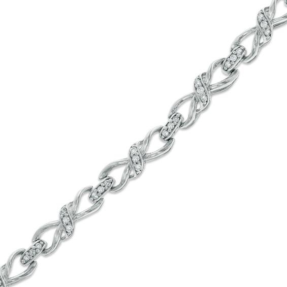 Previously Owned - 1/2 CT. T.w. Diamond Infinity Wrap Link Bracelet in 10K White Gold - 7.25"