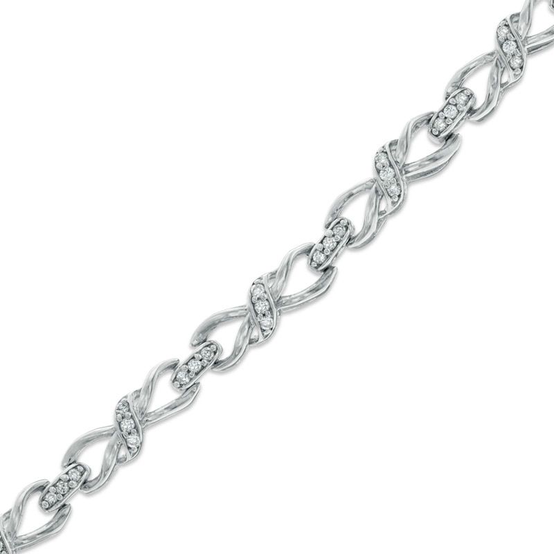 Main Image 1 of Previously Owned - 1/2 CT. T.W. Diamond Infinity Wrap Link Bracelet in 10K White Gold - 7.25"