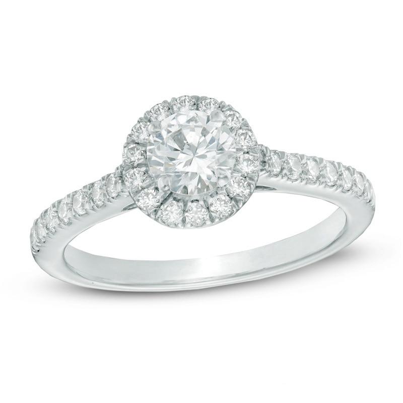 Main Image 1 of Previously Owned - Celebration Lux® 1 CT. T.W. Diamond Frame Engagement Ring in 18K White Gold (I/SI2)