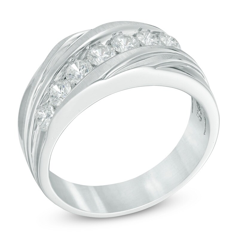 Main Image 2 of Previously Owned - 1/2 CT. T.W. Diamond Slant Anniversary Band in 10K White Gold