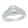 Thumbnail Image 0 of Previously Owned - Celebration Ideal 1-1/2 CT. T.W. Diamond Frame Three Stone Engagement Ring in 14K White Gold