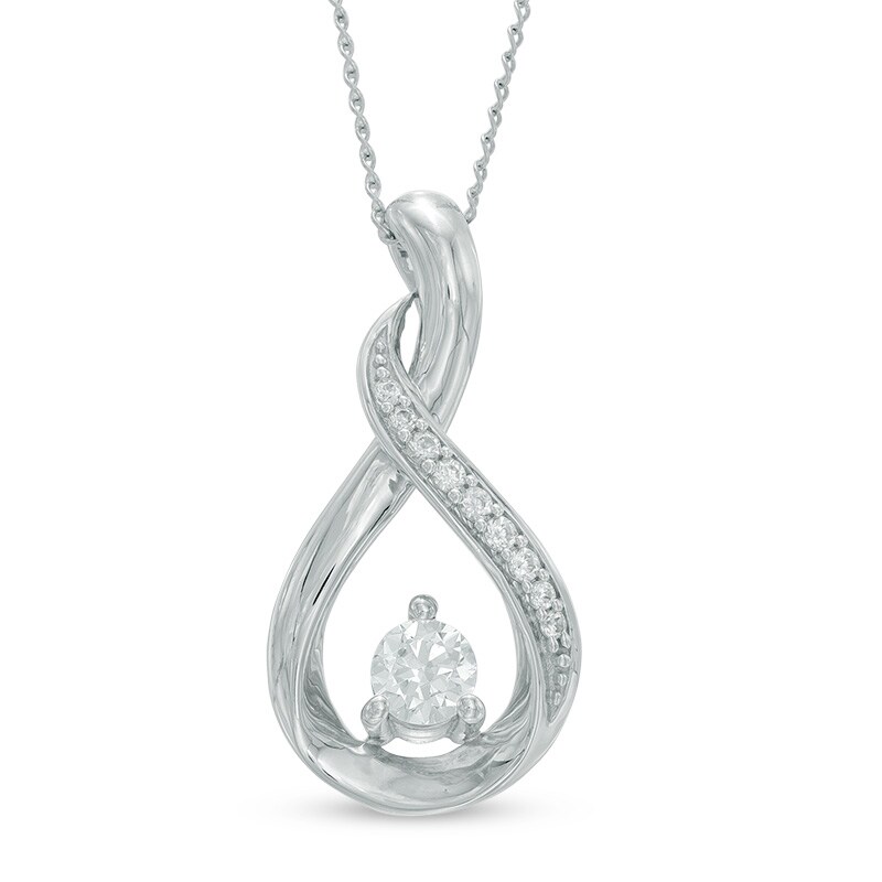 Main Image 1 of Previously Owned - 1/4 CT. T.W. Diamond Infinity Loop Pendant in 14K White Gold (I/I2)