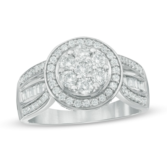 Previously Owned - 1 CT. T.w. Composite Diamond Frame Ring in 10K White Gold
