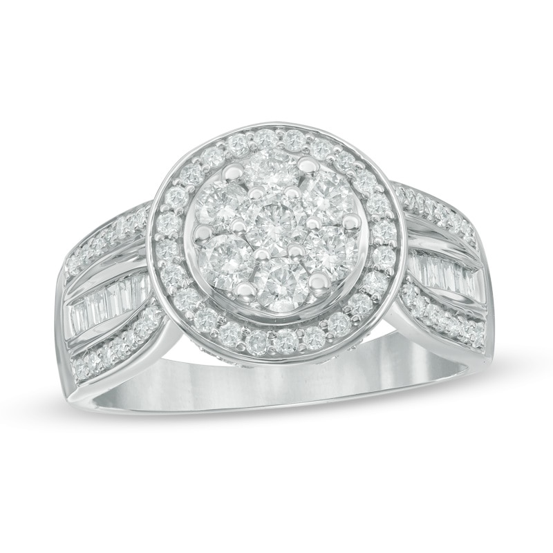 Main Image 1 of Previously Owned - 1 CT. T.W. Composite Diamond Frame Ring in 10K White Gold