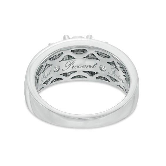 Previously Owned - 1/2 CT. T.w. Diamond Past Present FutureÂ® Triple Row Engagement Ring in 10K White Gold