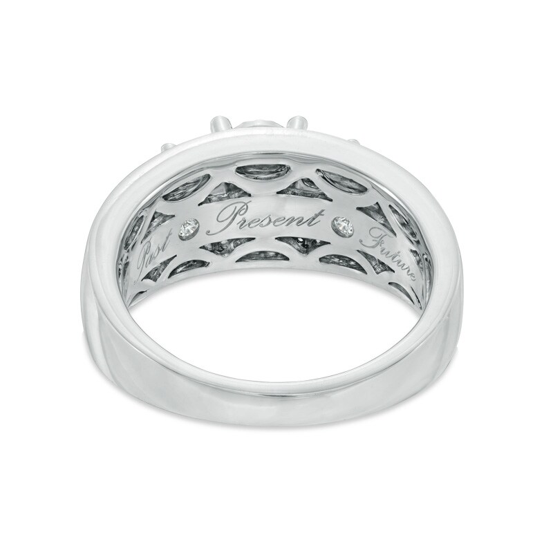 Main Image 3 of Previously Owned - 1/2 CT. T.W. Diamond Past Present Future® Triple Row Engagement Ring in 10K White Gold