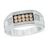 Thumbnail Image 1 of Previously Owned - 1/2 CT. T.W. Champagne and White Diamond Men's Band in 10K White Gold