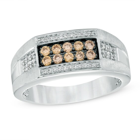 Previously Owned - 1/2 CT. T.w. Champagne and White Diamond Band in 10K White Gold