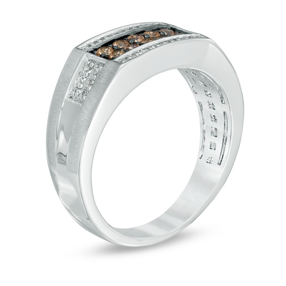 Previously Owned - 1/2 CT. T.w. Champagne and White Diamond Band in 10K White Gold