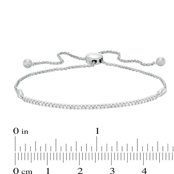 Previously Owned - 1/4 CT. T.w. Diamond Bar Bolo Bracelet in 10K White Gold - 8.0"