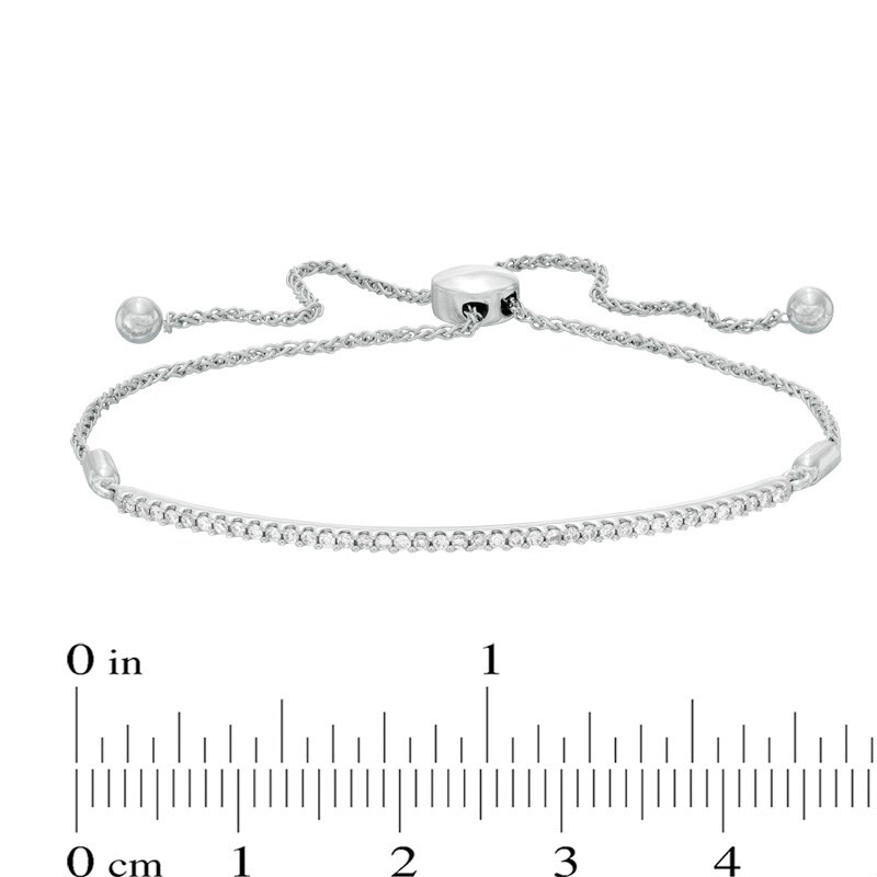 Main Image 2 of Previously Owned - 1/4 CT. T.W. Diamond Bar Bolo Bracelet in 10K White Gold - 8.0"