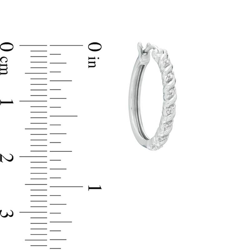 Previously Owned - 1/15 CT. T.W. Diamond Swirl Hoop Earrings in Sterling Silver
