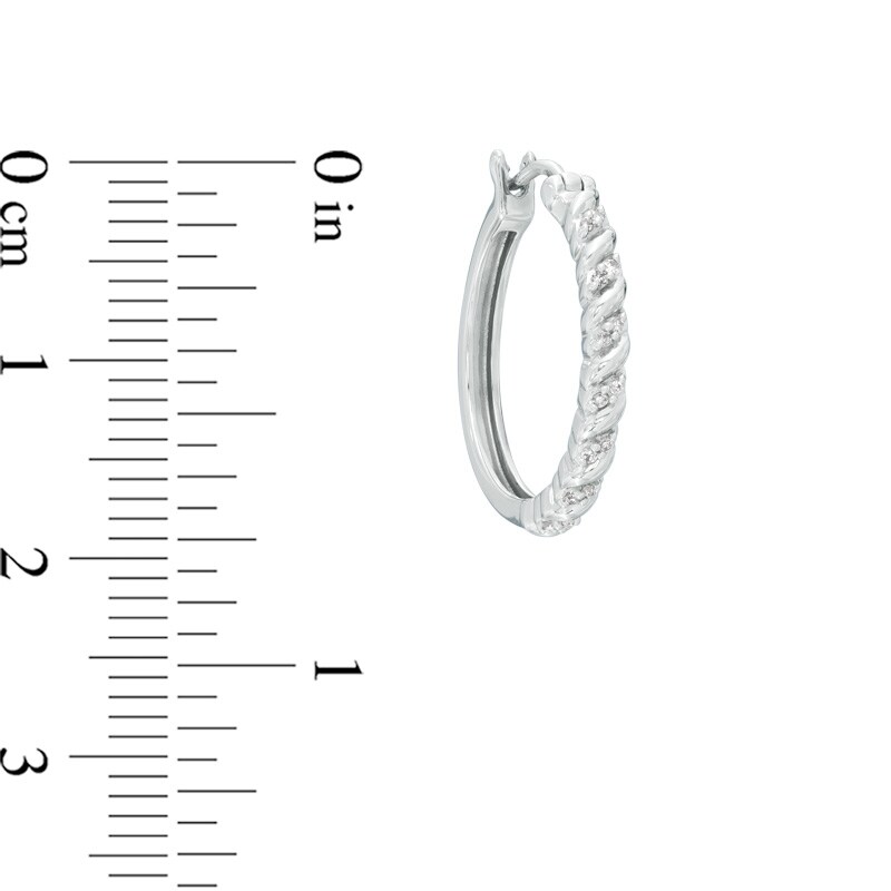 Main Image 2 of Previously Owned - 1/15 CT. T.W. Diamond Swirl Hoop Earrings in Sterling Silver