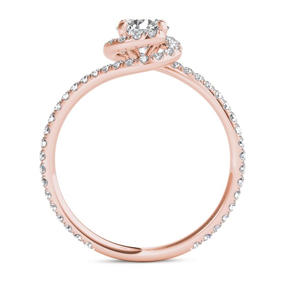 Previously Owned - 1 CT. T.w. Diamond Bypass Swirl Engagement Ring in 14K Rose Gold