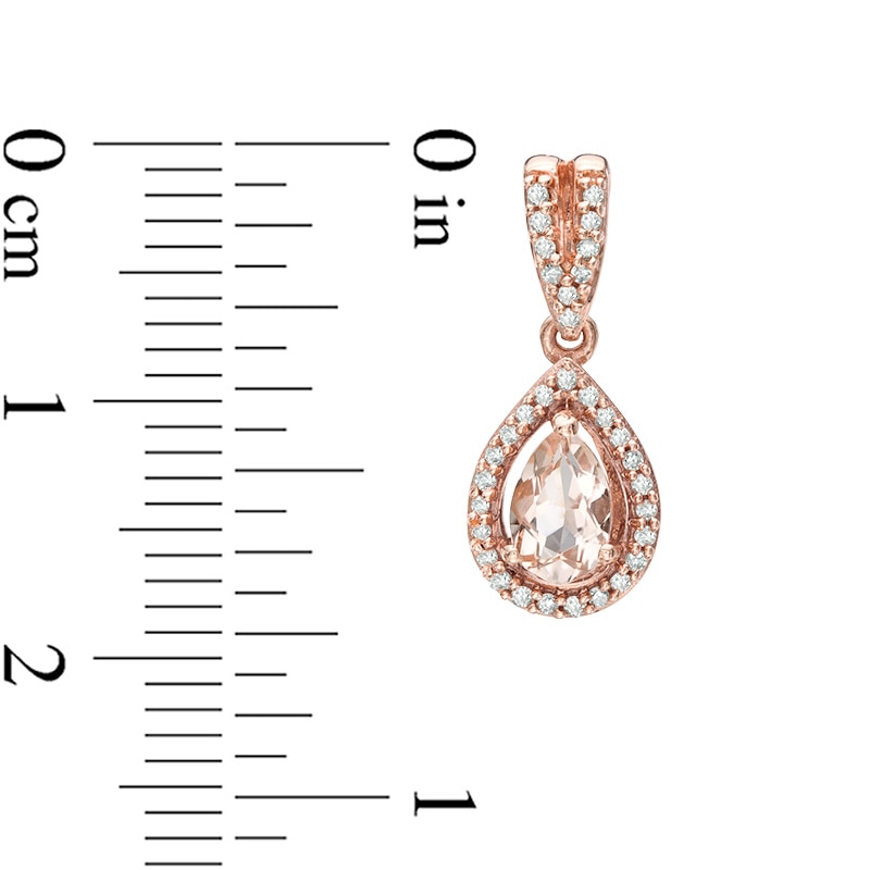 Previously Owned - Pear-Shaped Morganite and Diamond Accent Frame Drop Earrings in 10K Rose Gold
