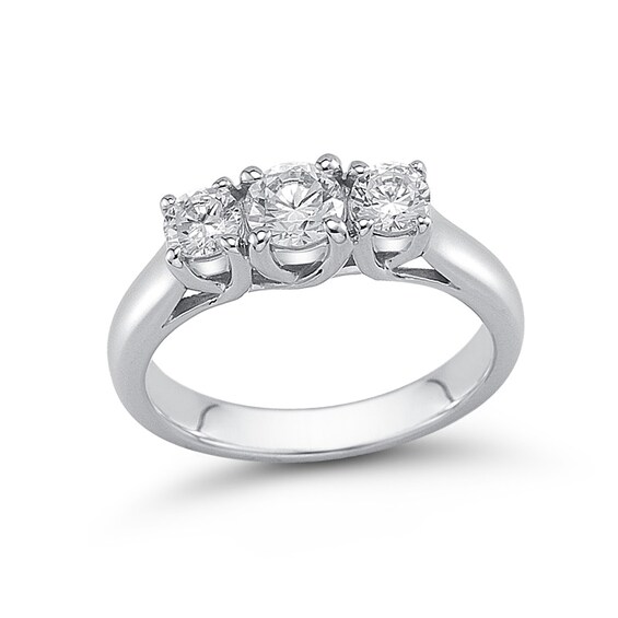 Previously Owned - 2 CT. T.w. Diamond Past Present Future® Engagement Ring in 14K White Gold (I/Si2)