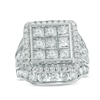 Thumbnail Image 1 of Previously Owned - 7 CT. T.W. Princess-Cut Composite Diamond Frame Triple Row Engagement Ring in 14K White Gold