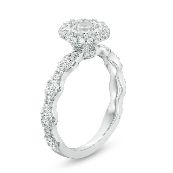 Previously Owned - YOU by Jean Dousset™ 1-7/8 CT. T.w. Diamond Frame Wave Engagement Ring in 14K White Gold (I/Si2)