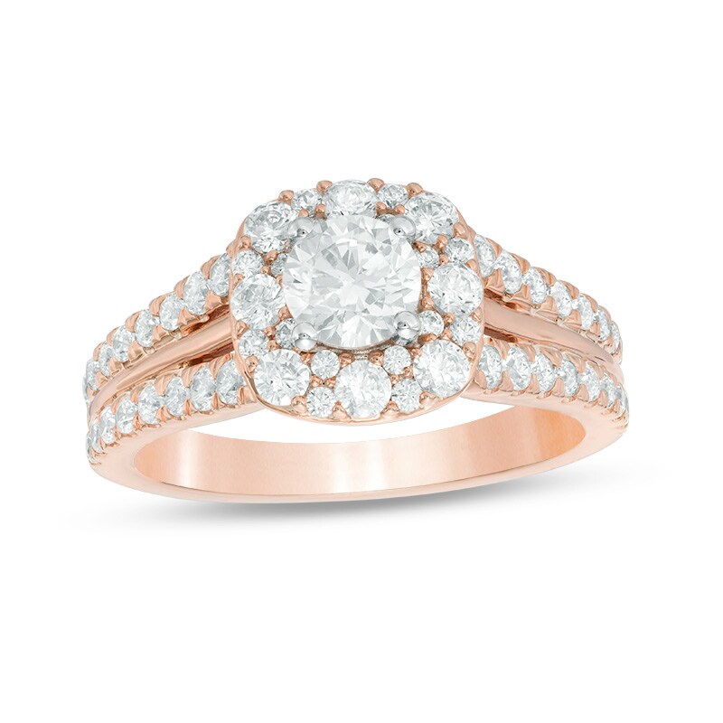Main Image 1 of Previously Owned - Love's Destiny by Zales 1-1/2 CT. T.W. Diamond Cushion Engagement Ring in 14K Two-Tone Gold (I/I1)
